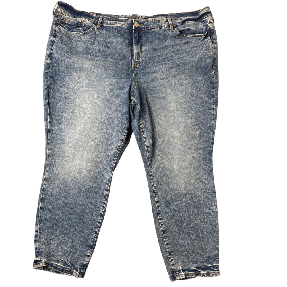 Torrid Perfect Skinny Ankle‎ Jeans Womens 28 Tall Blue Vintage Stretch Acid Wash
